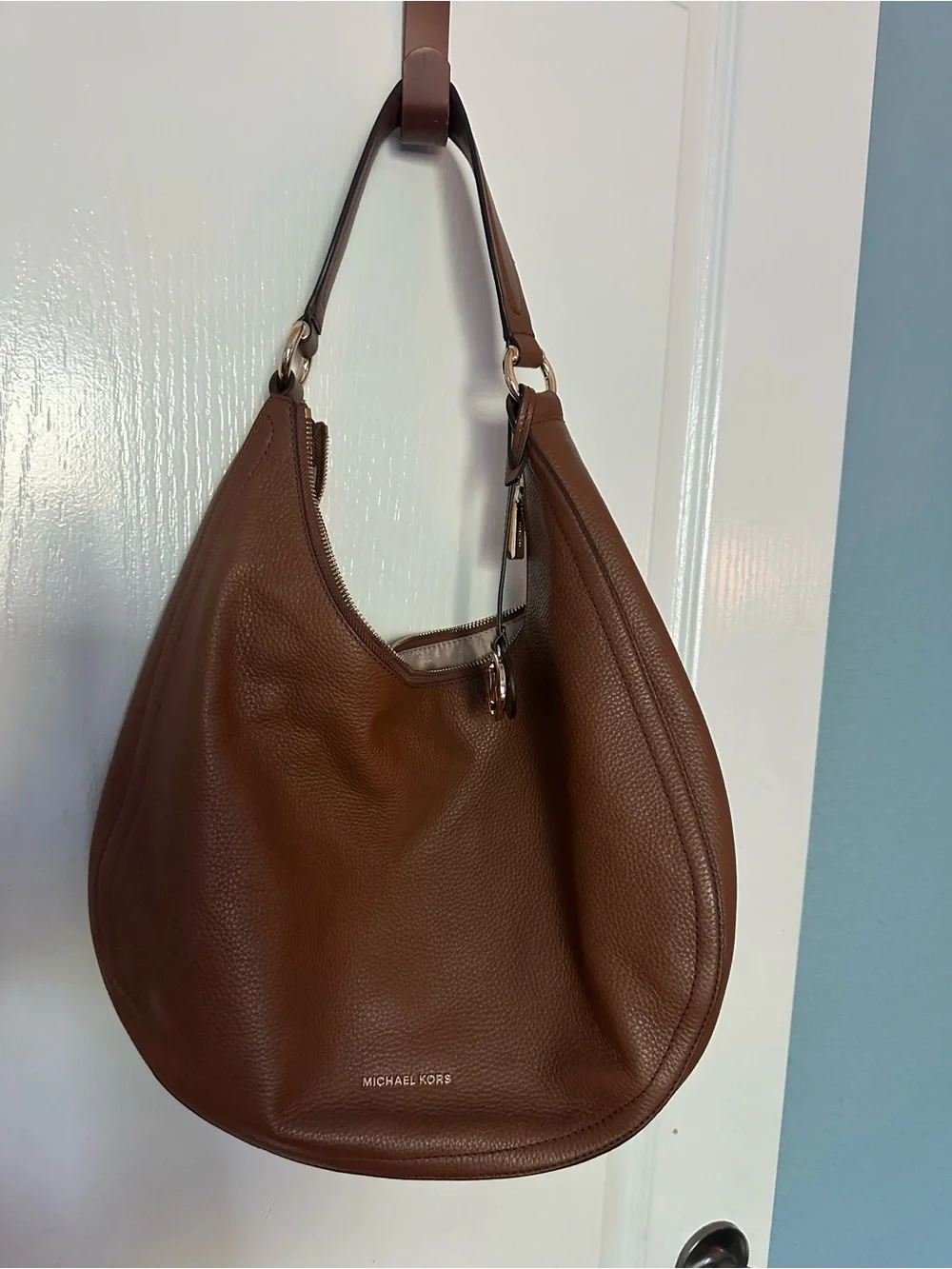 Michael Kors Chestnut Pebbled Leather Shoulder Hobo - Picture 1 of 4